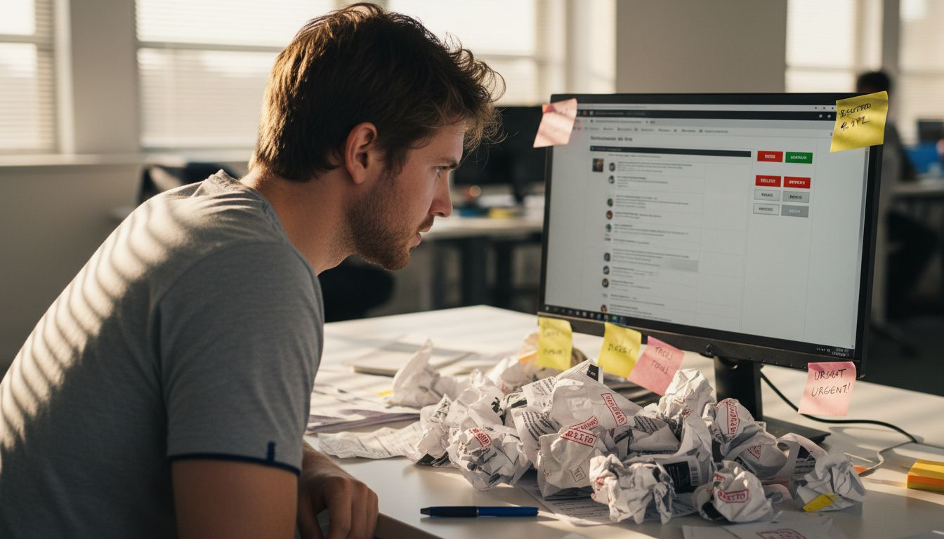 Admin reviewing spam comments and moderation tools
