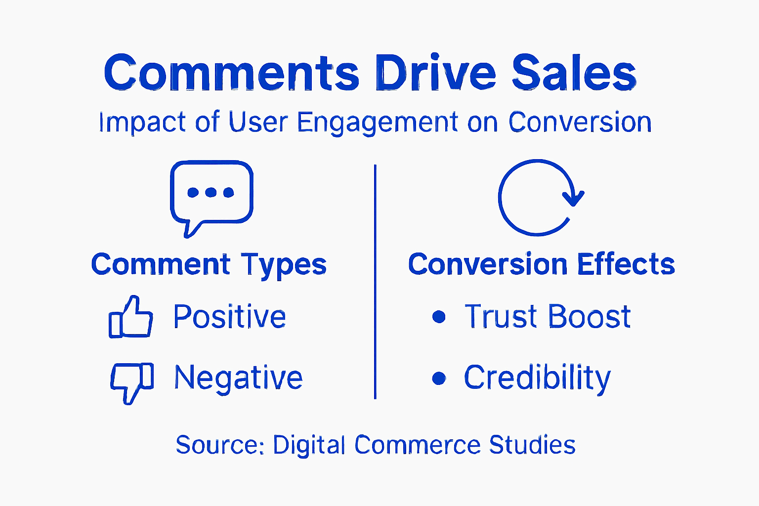 Infographic showing comments and conversion link