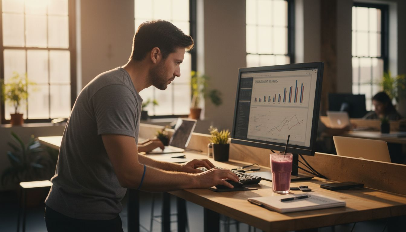 Manager analyzing engagement metrics workspace