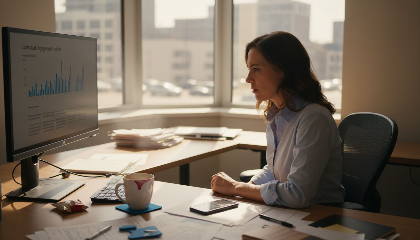 Marketer examining contextual engagement metrics
