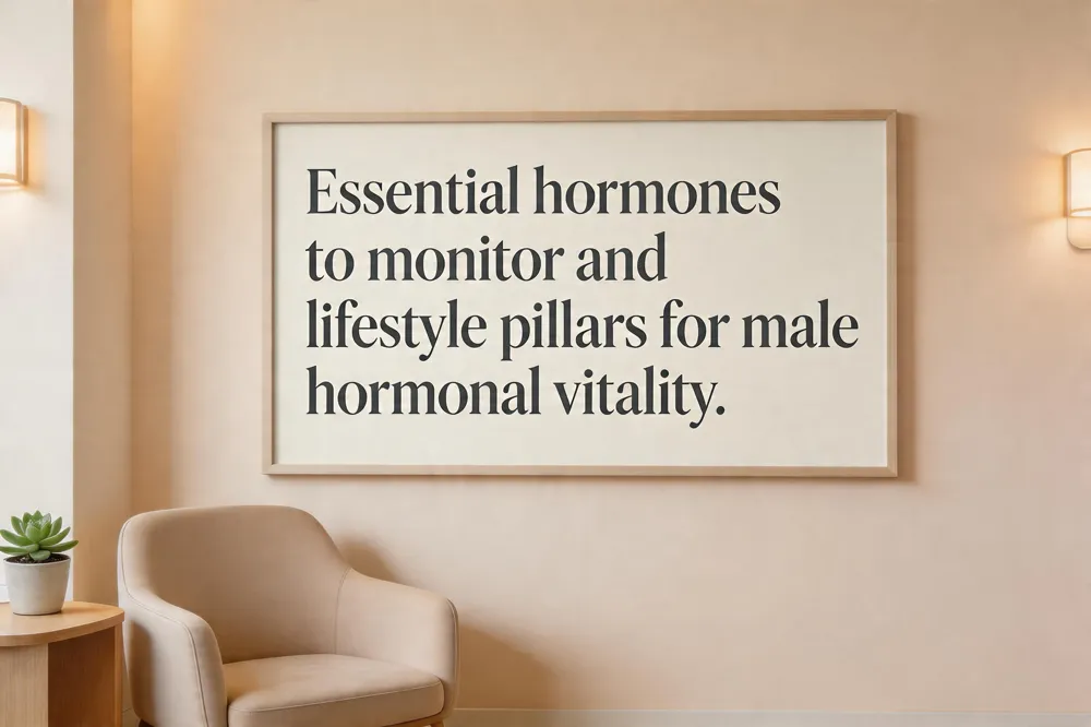 Essential hormones to monitor and lifestyle pillars for male hormonal vitality.