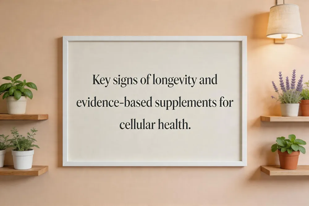 Key signs of longevity and evidence‑based supplements for cellular health.