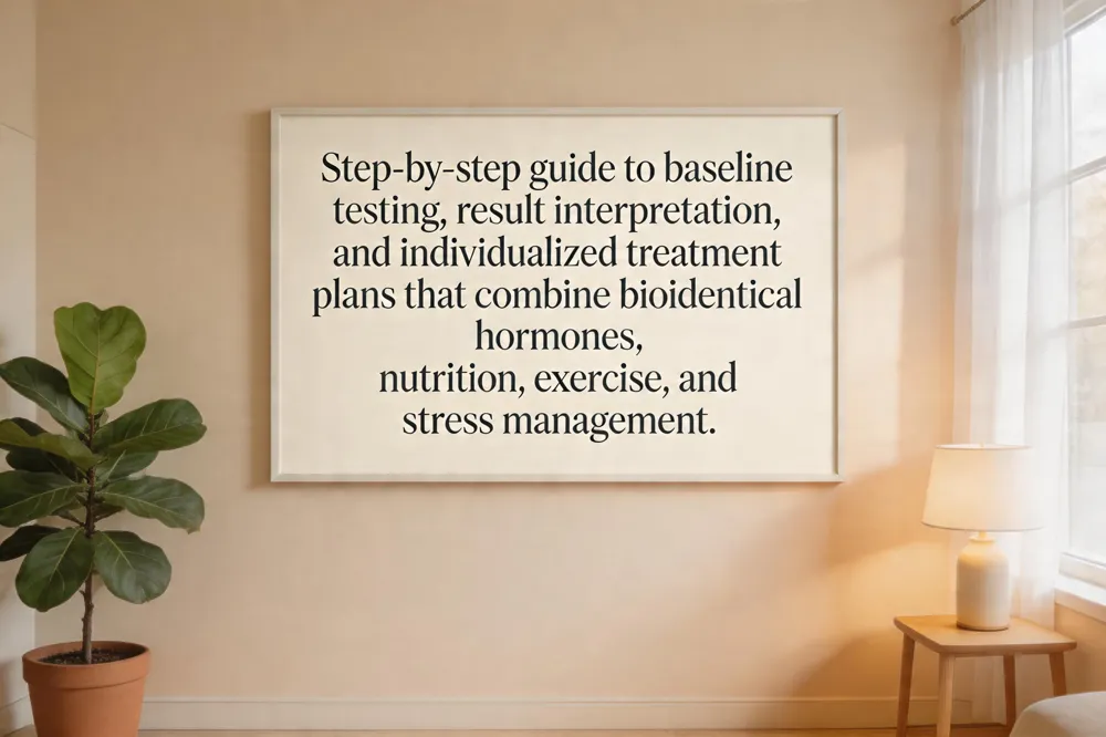Step‑by‑step guide to baseline testing, result interpretation, and individualized treatment plans that combine bioidentical hormones, nutrition, exercise, and stress management.