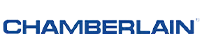 Chamberlain brand logo in blue uppercase letters on a black background.