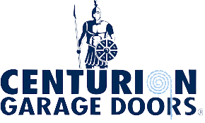 Centurion Garage Doors logo with a centurion warrior holding a spear and shield next to the company name in blue letters.