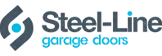 Steel-Line garage doors logo with stylized emblem and text.