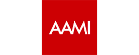 AAMI brand logo with white letters on a red background.