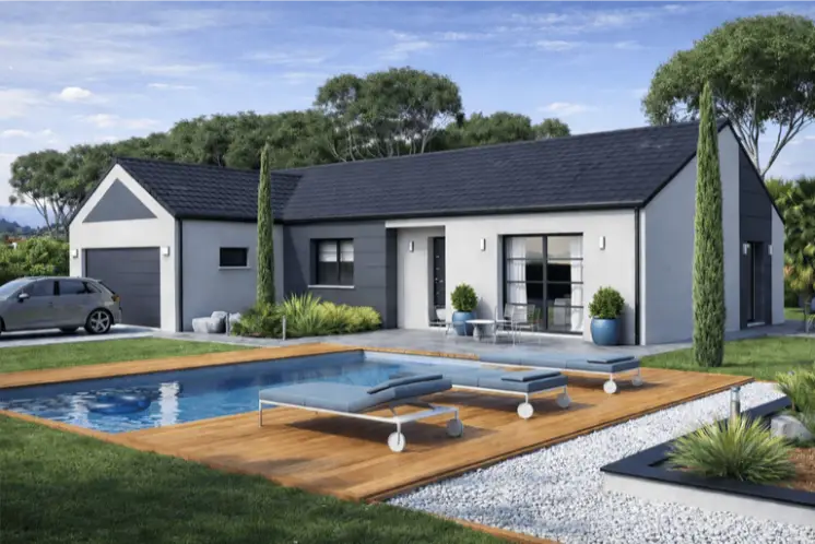 L122 — maison plain-pied en L 122 m² avec garage, Maisons HCC Lorraine