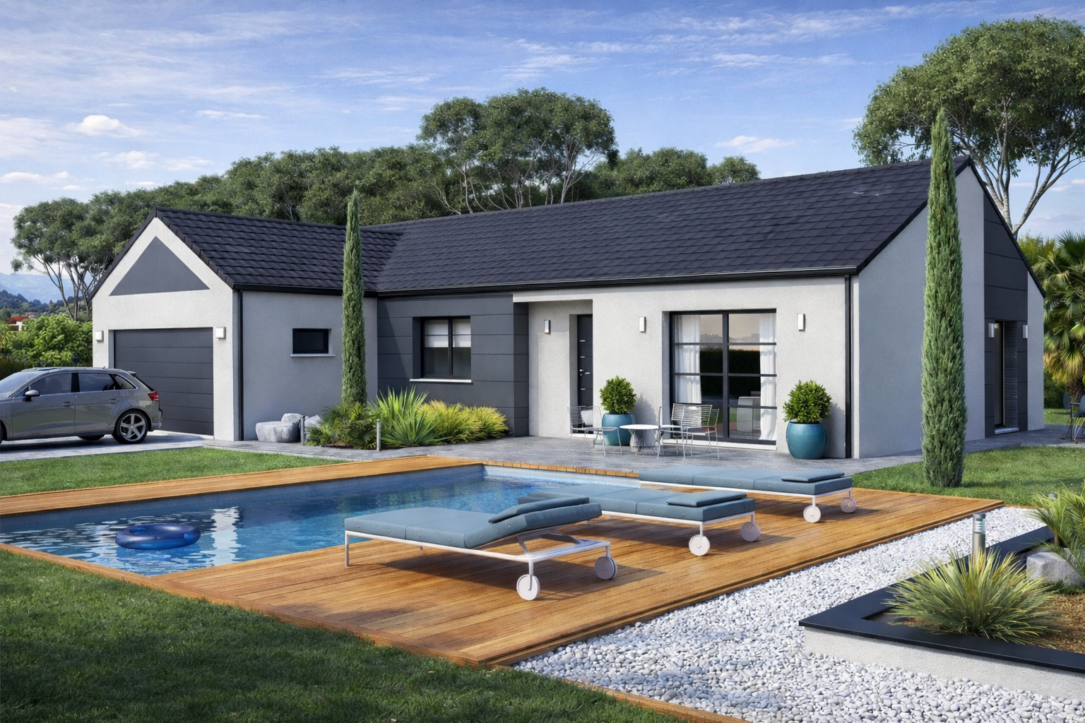 Modèle L122 — Maison plain-pied en L 122 m², Maisons HCC Lorraine