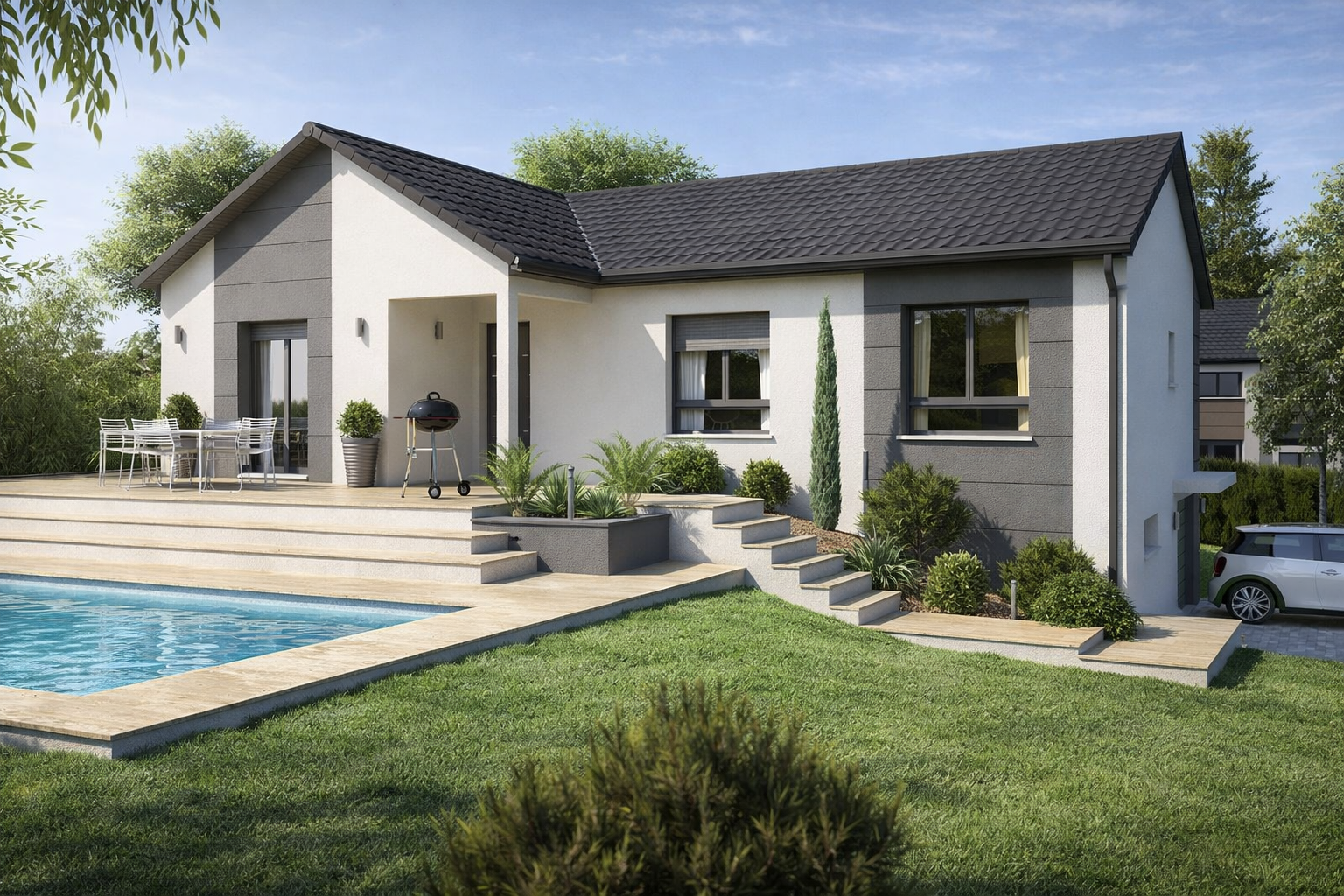 Modèle Ariane — façade maison en L Moselle (57), Maisons HCC