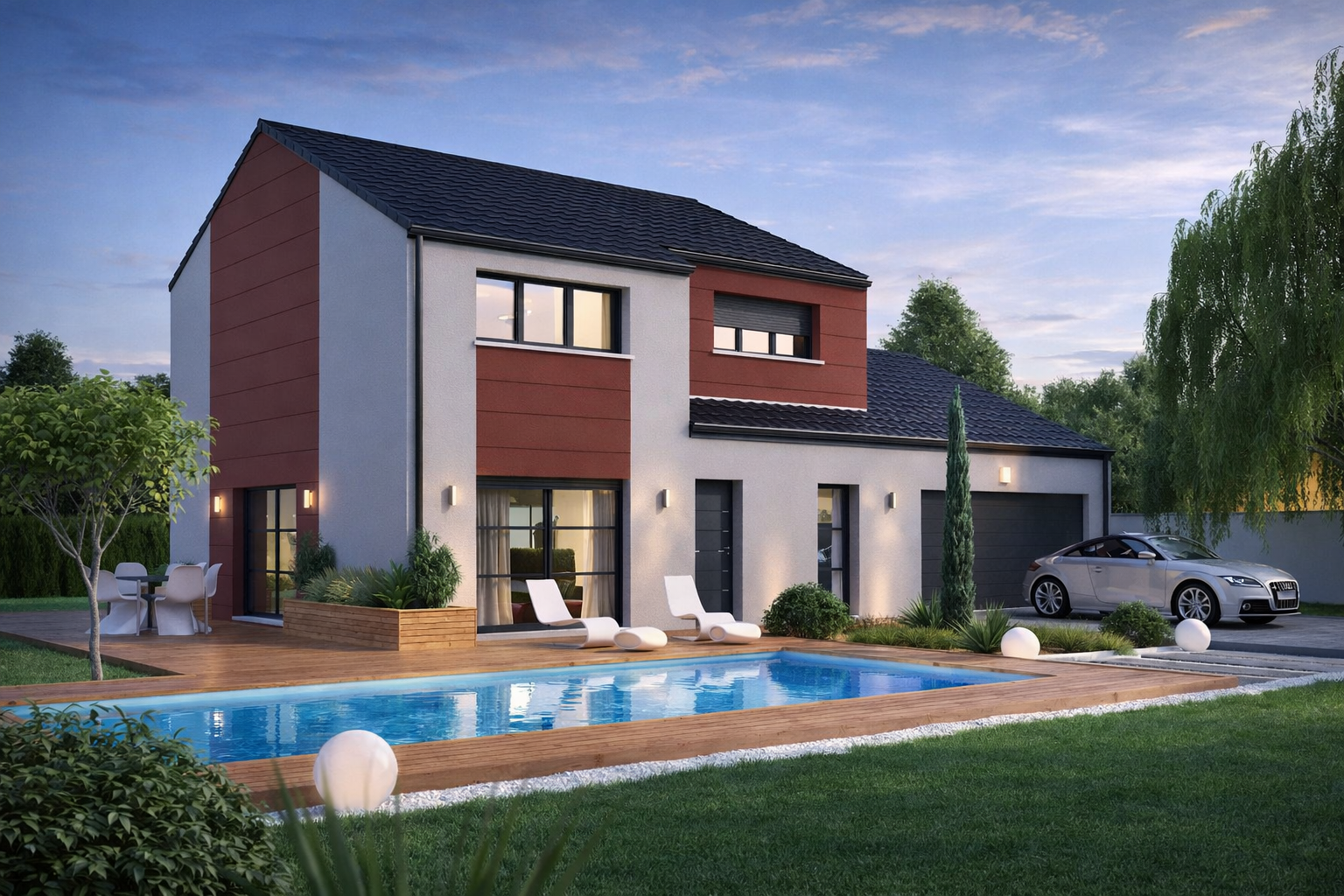 Modèle Aude Design — façade maison contemporaine étage Moselle (57)