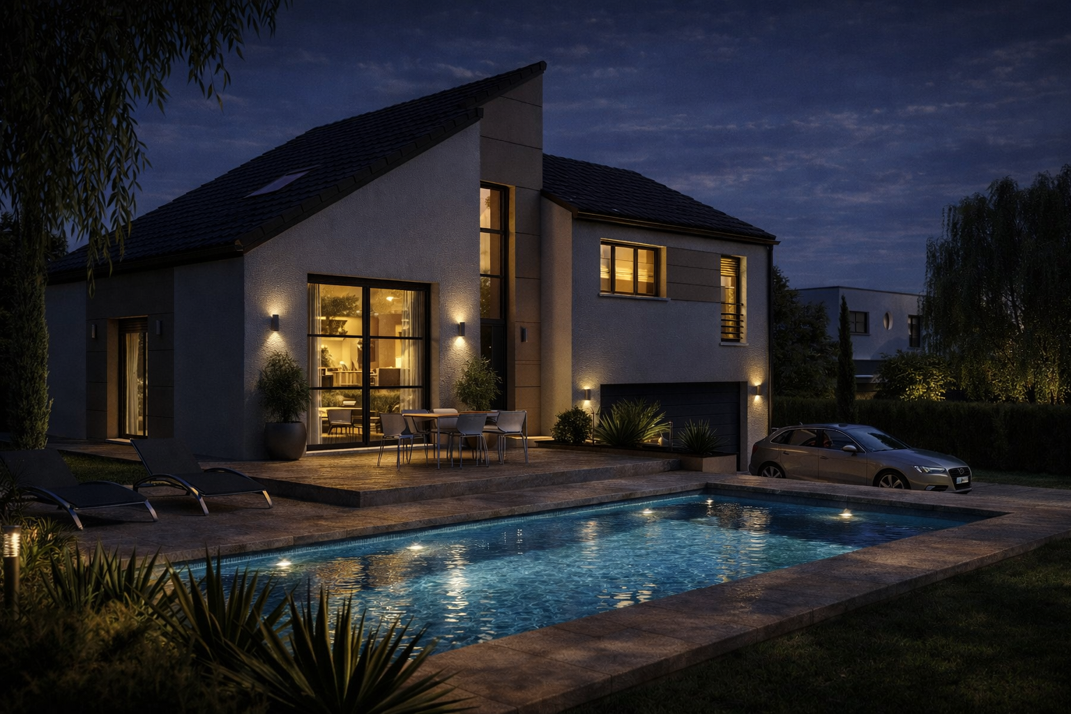 Modèle Élodie Design — façade maison demi-niveau contemporaine Moselle (57)
