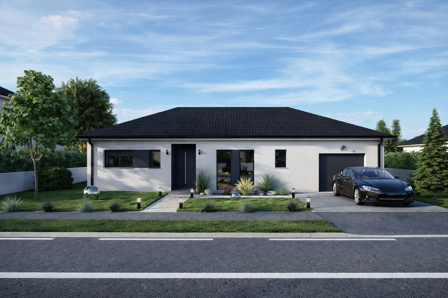 Modèle Lou — façade maison plain-pied en U Moselle (57), Maisons HCC