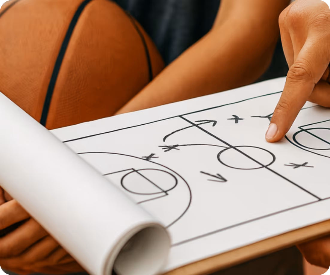 a photo of a basketball play on a chart