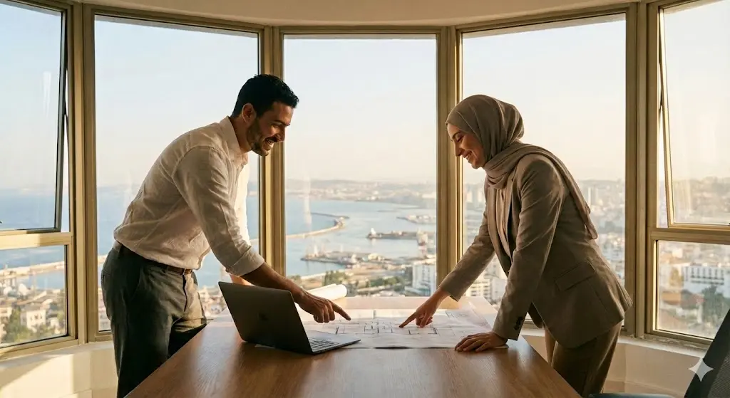 Experts analysant les plans juridiques pour la création de société en Algérie