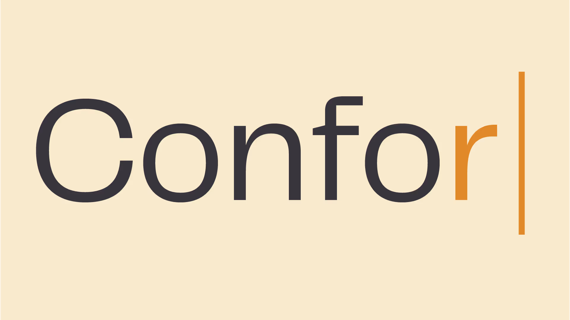 Illustration du texte "conforme" en train d'être écrit sur fond orange clair