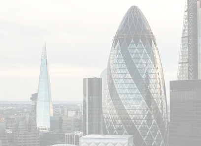 London cityscape featuring the glass skyscrapers known as The Shard and The Gherkin under a cloudy sky.