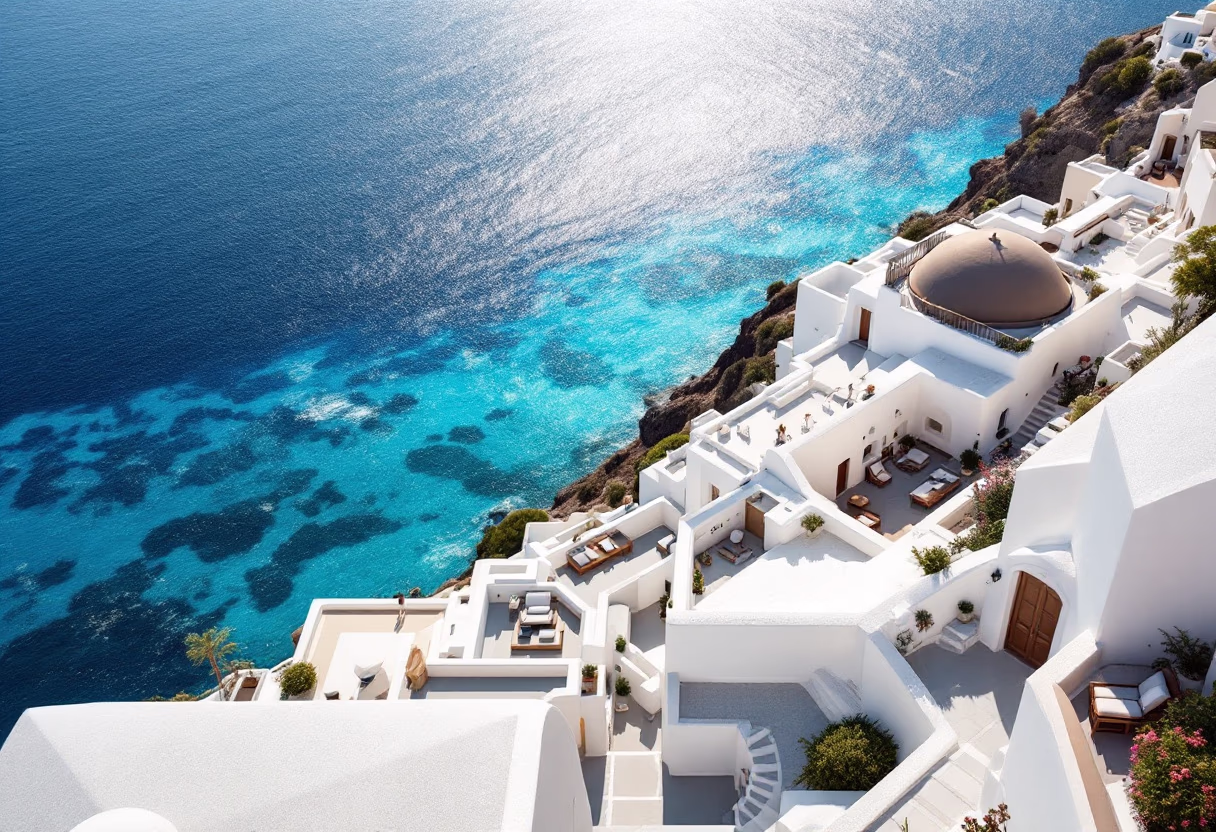 [background image] image of aerial view over popular travel destination 1