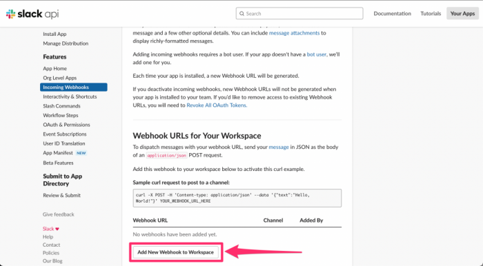 Add New Webhook to Workspace