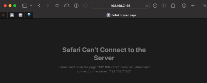 Safari can't connect to the server