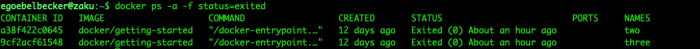 docker ps -a -f status=exited