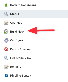 Jenkins project menu
