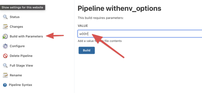 Pipeline withEnv options