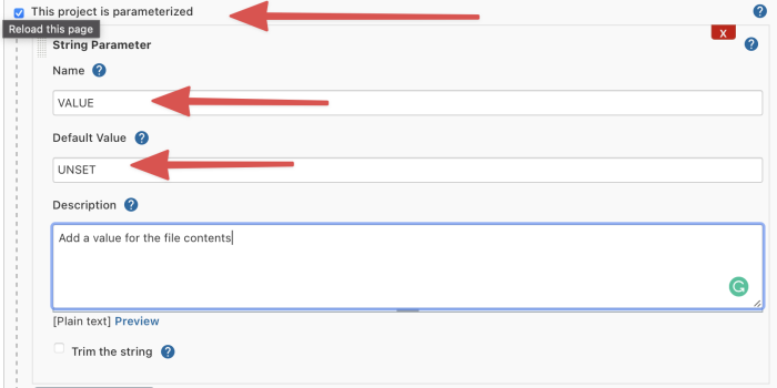 This project is parameterized entry