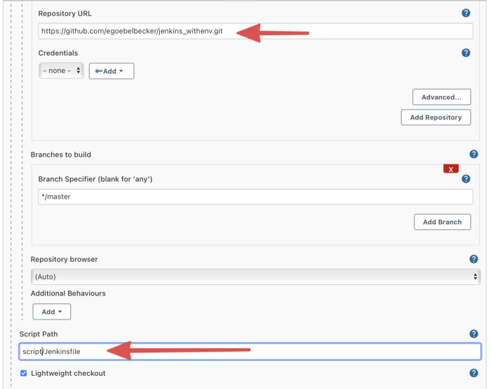 New Pipeline job with shell script