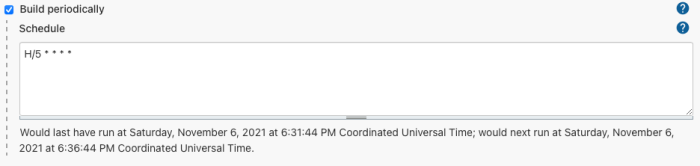 Schedule Jenkins job to run every five minutes