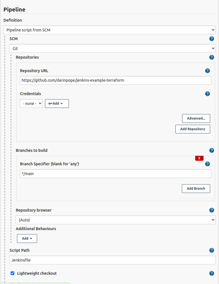 Configure pipeline job