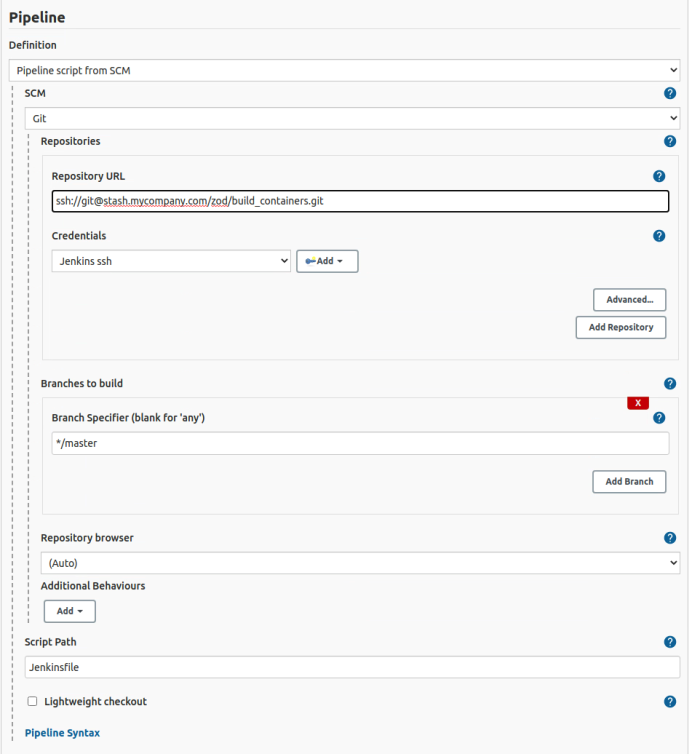 Jenkins - configure build job - pipeline as code