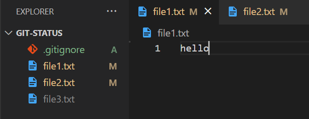 git status - modifying contents of file1 and file2