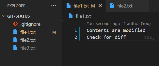 git status - file1 modified a second time