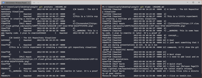 git annotate vs. git blame