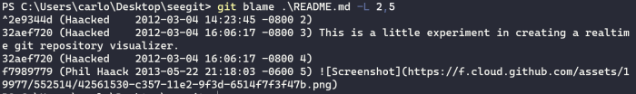 git blame -L
