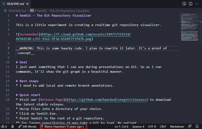 git blame in VS Code