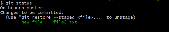 file2.txt in staging area