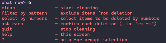 What now > help screen in Git