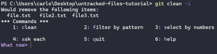 git clean -i menu