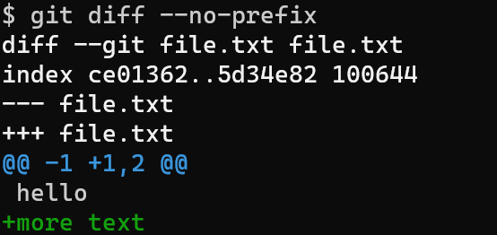git diff --no-prefix option