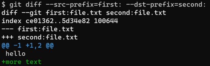 git diff --src-prefix and --dst-prefix options