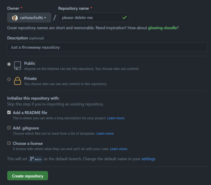 Create a new repository