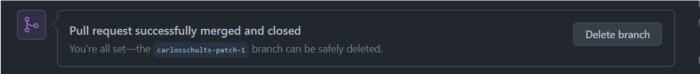 Delete a branch when you merge a pull request on GitHub screenshot
