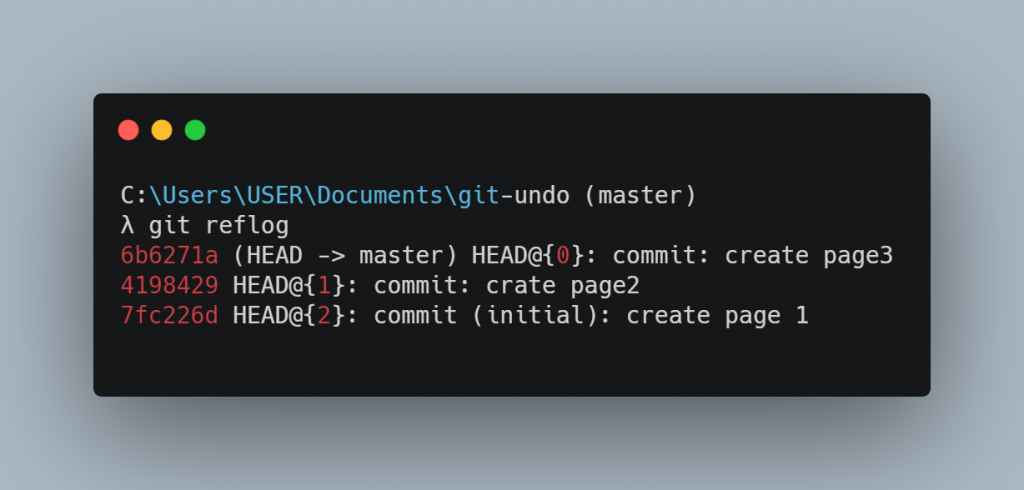 git reflog