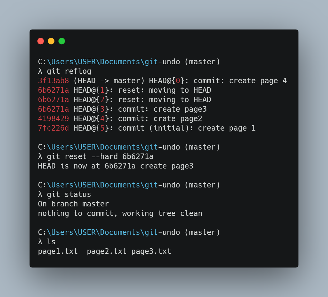 git reset