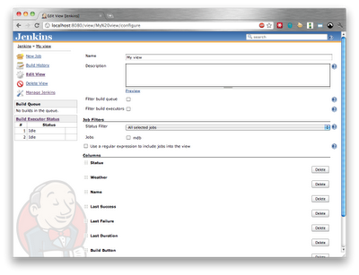 Jenkins View Configuration screen