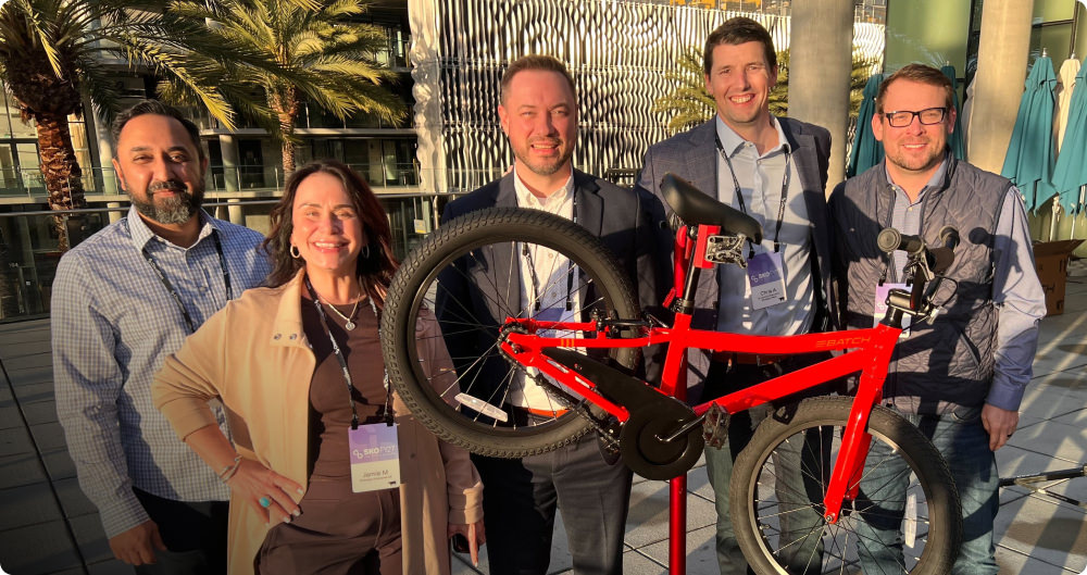 The winners of the bike build competition: Shozab Naqvi, Jamie Music, Kenny Younger, Chris Allen, Jordan Adams