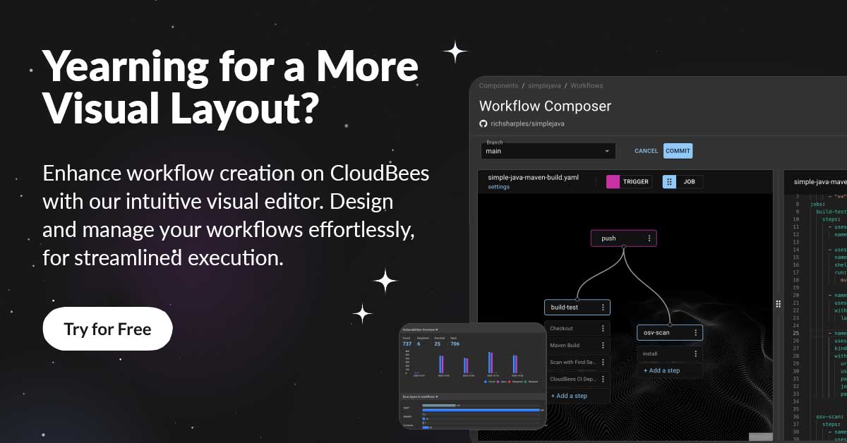 Yearning for A More Visual Layout. Enhance workflow creation on CloudBees with our intuitive visual editor. Design and manage your workflows effortlessly, for streamlined execution.