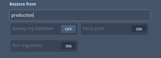 Codeship deployment restore form